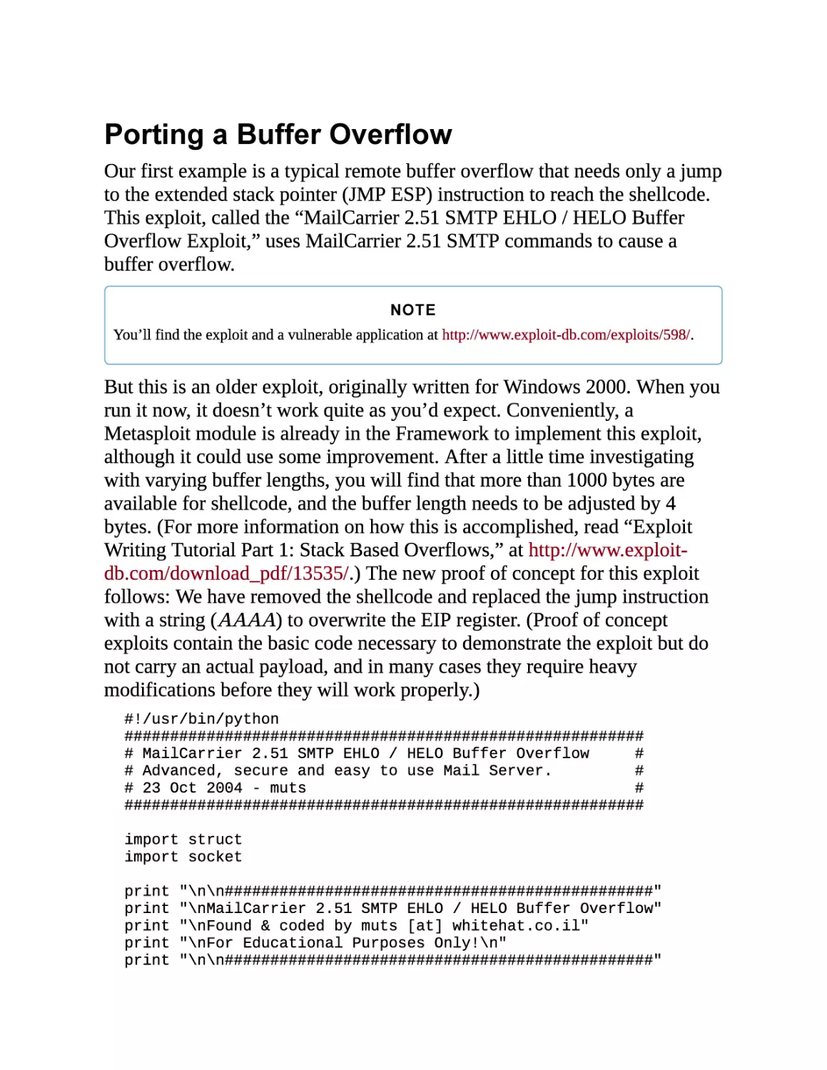 Porting a Buffer Overflow