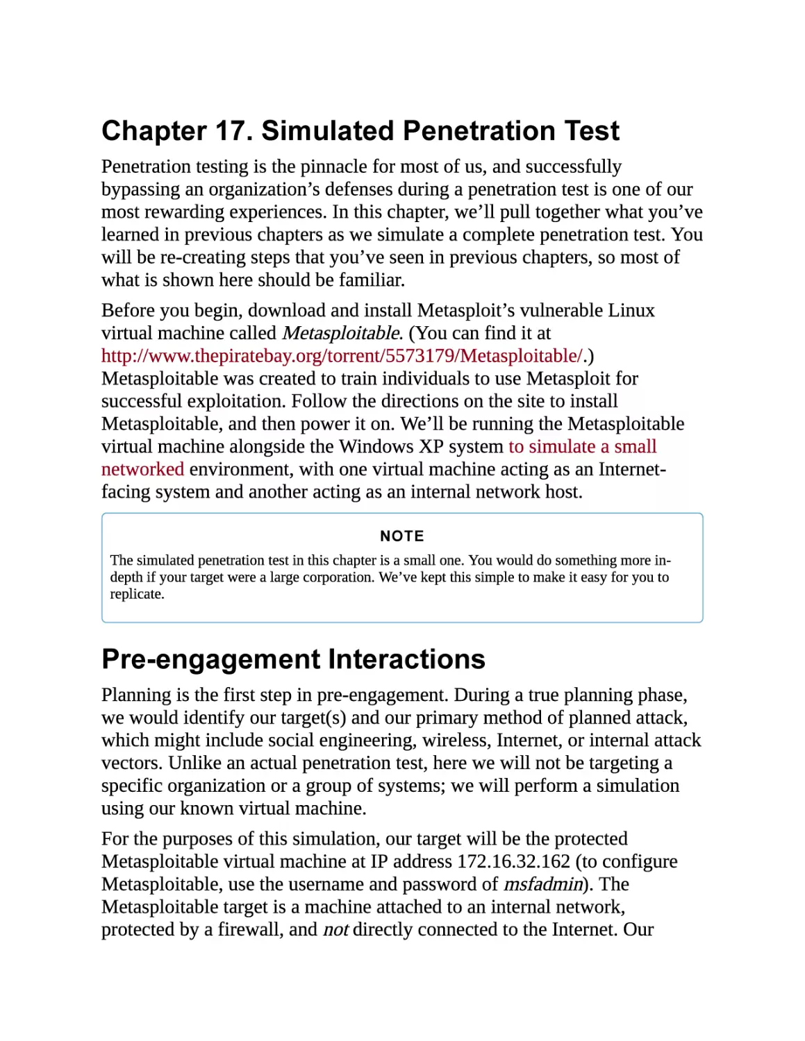 17. Simulated Penetration Test
Pre-engagement Interactions