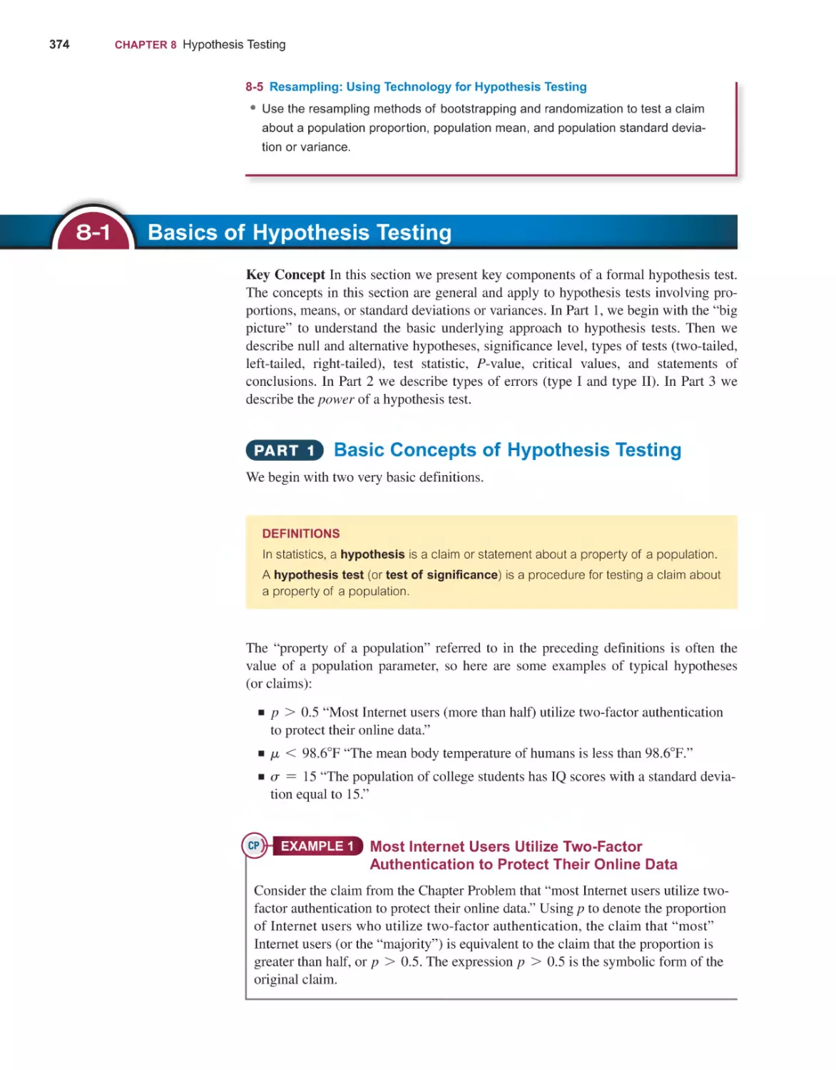 8‐1 Basics of Hypothesis Testing