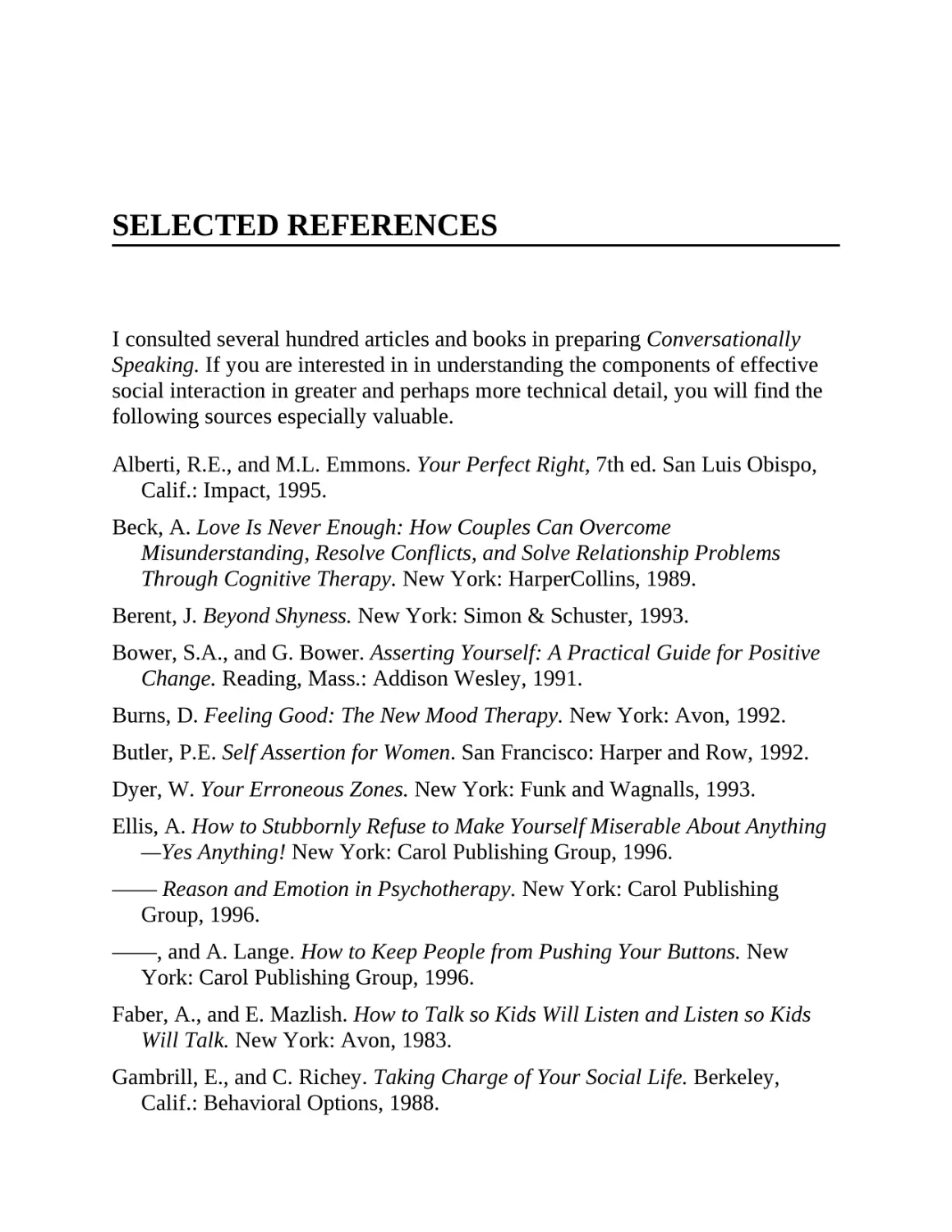 Selected References