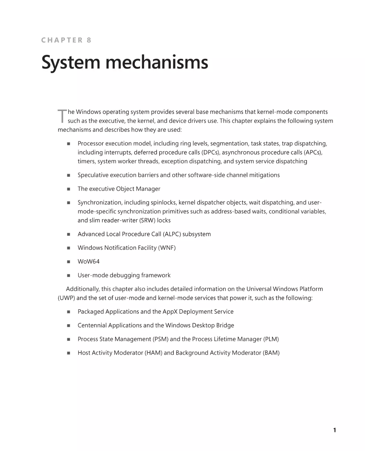 Chapter 8 System mechanisms