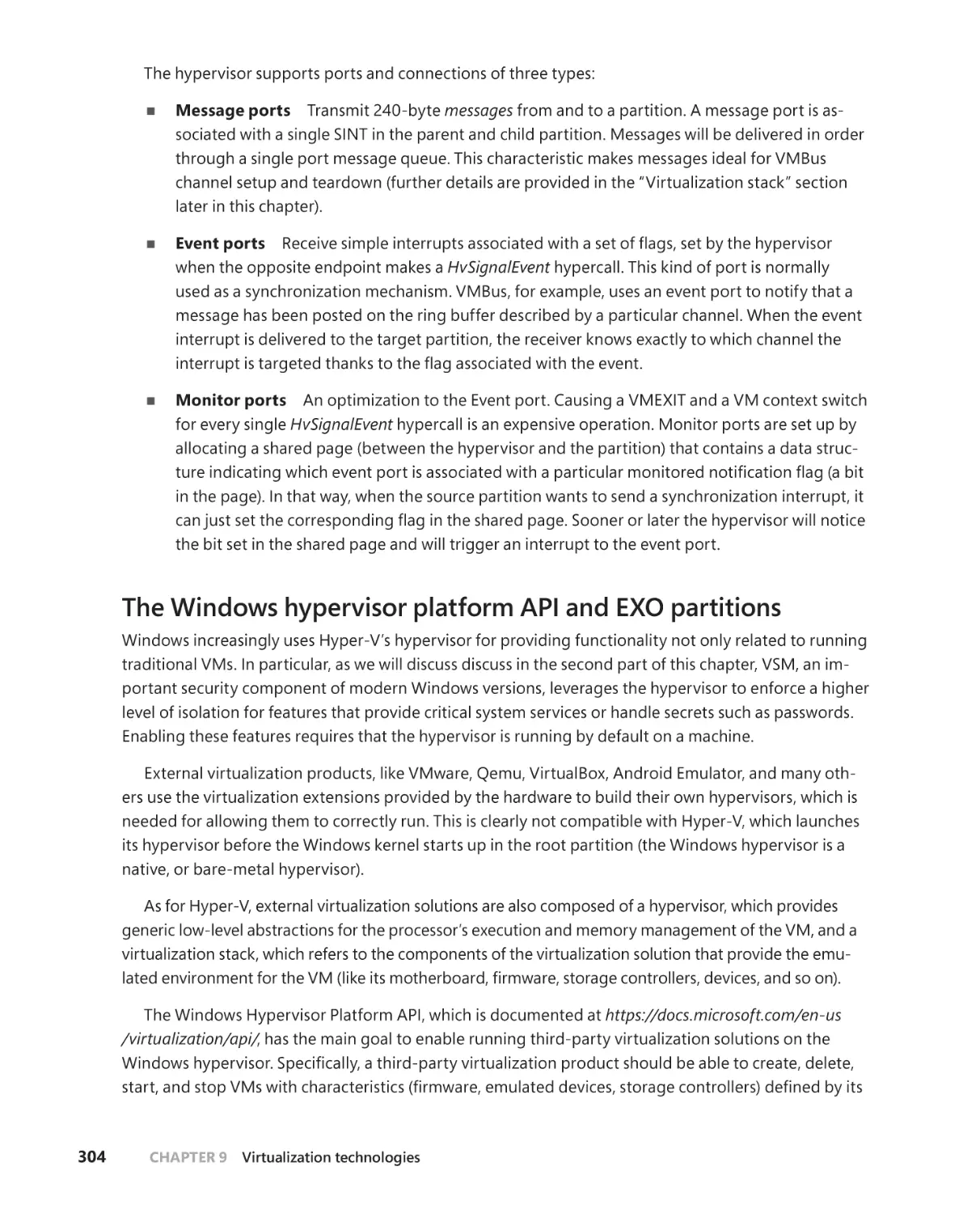 The Windows hypervisor platform API and EXO partitions