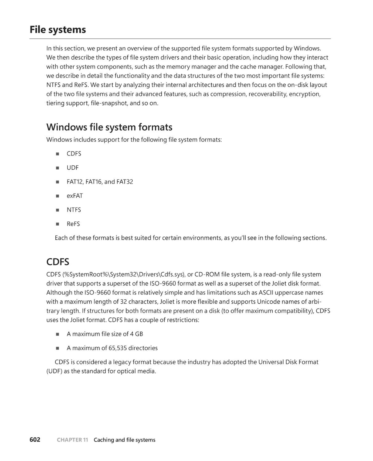 File systems
Windows file system formats
CDFS
