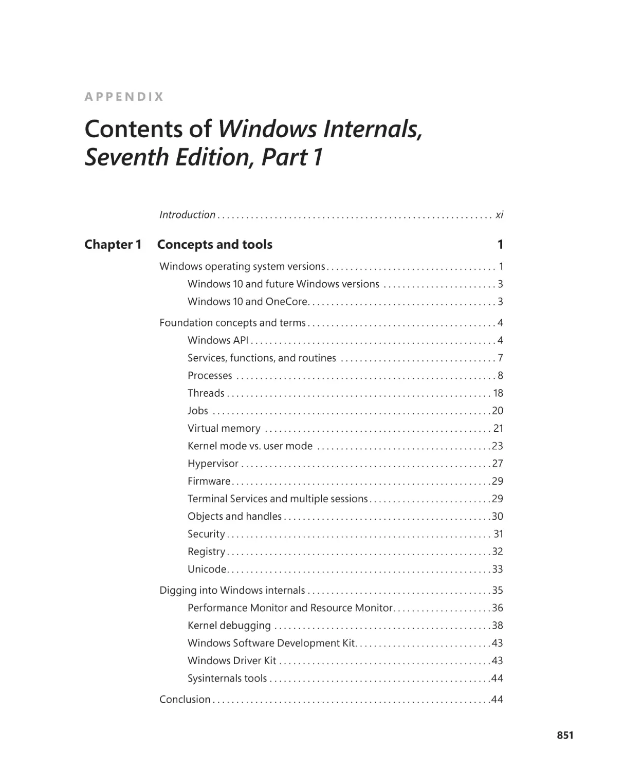 Contents of Windows Internals, Seventh Edition, Part 1