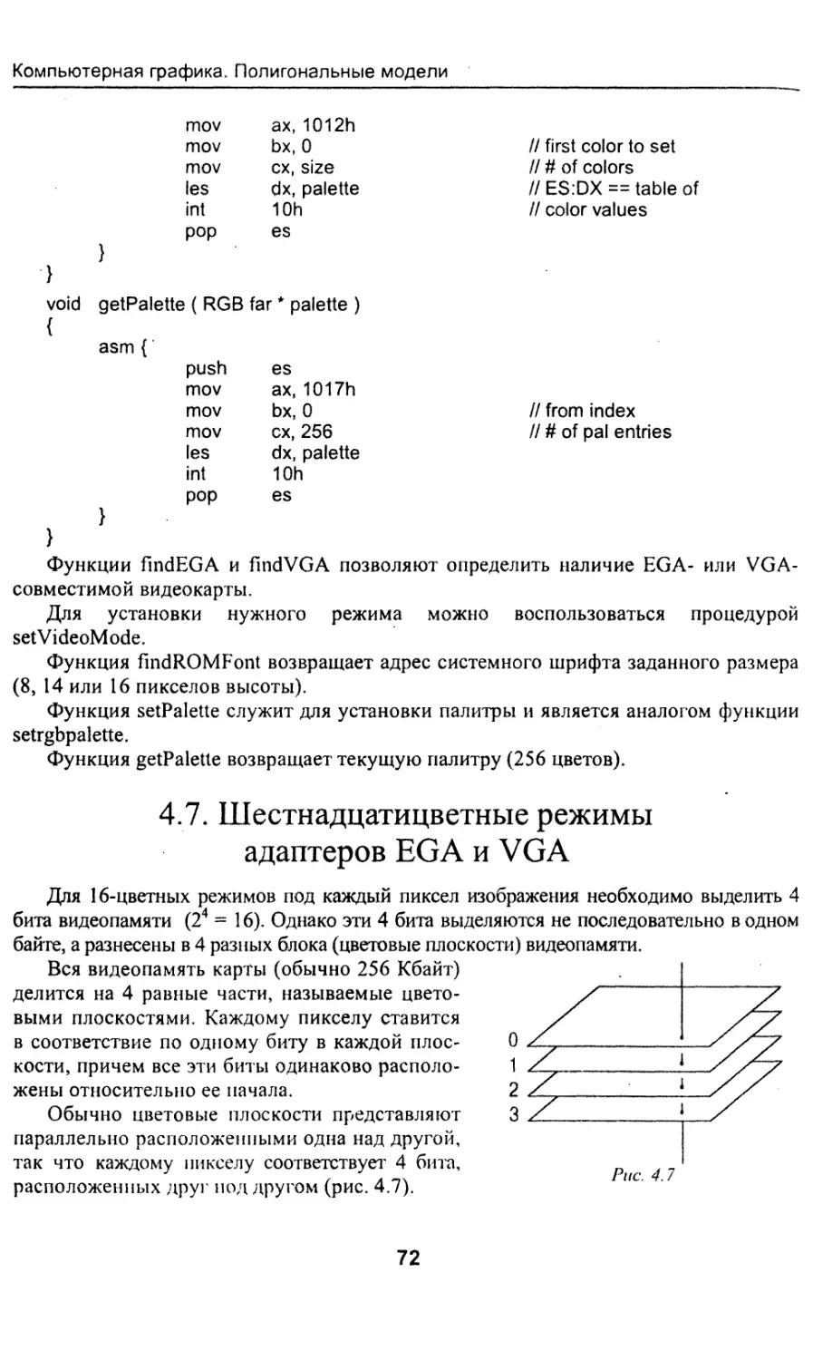 4.7. Шестнадцатицветные режимы адаптеров EGA и VGA