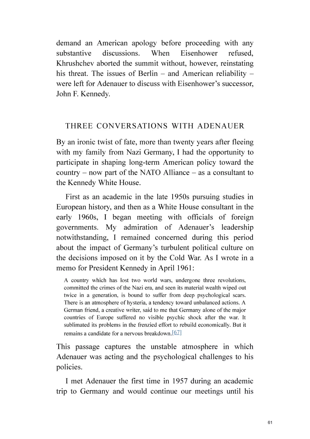 Three Conversations with Adenauer