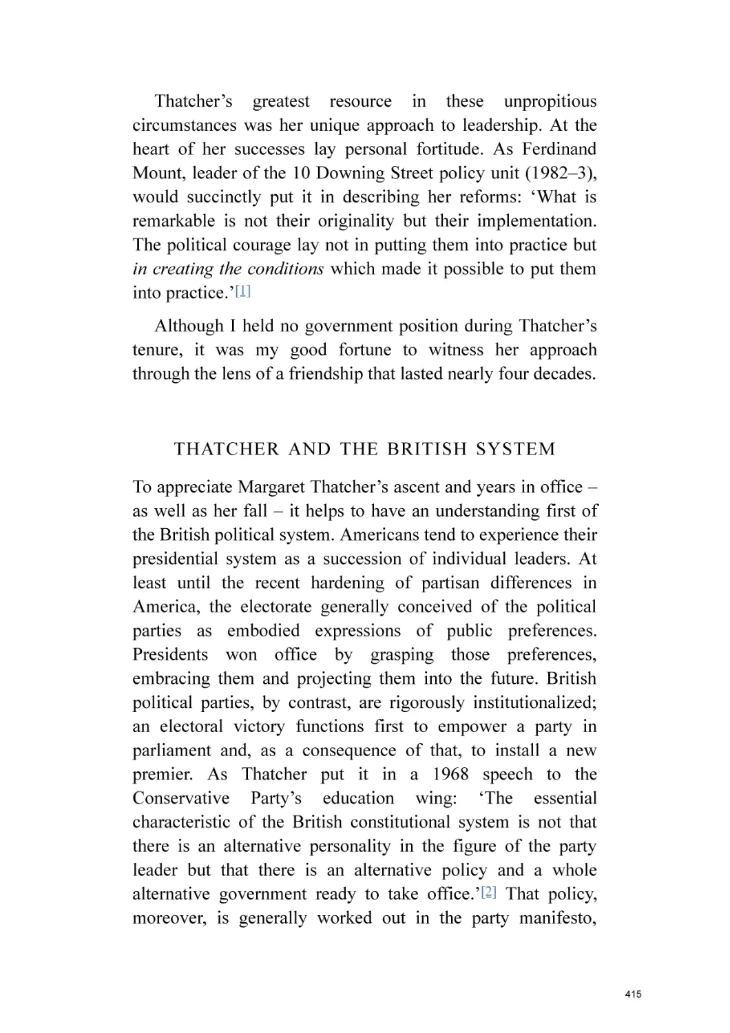Thatcher and the British System
