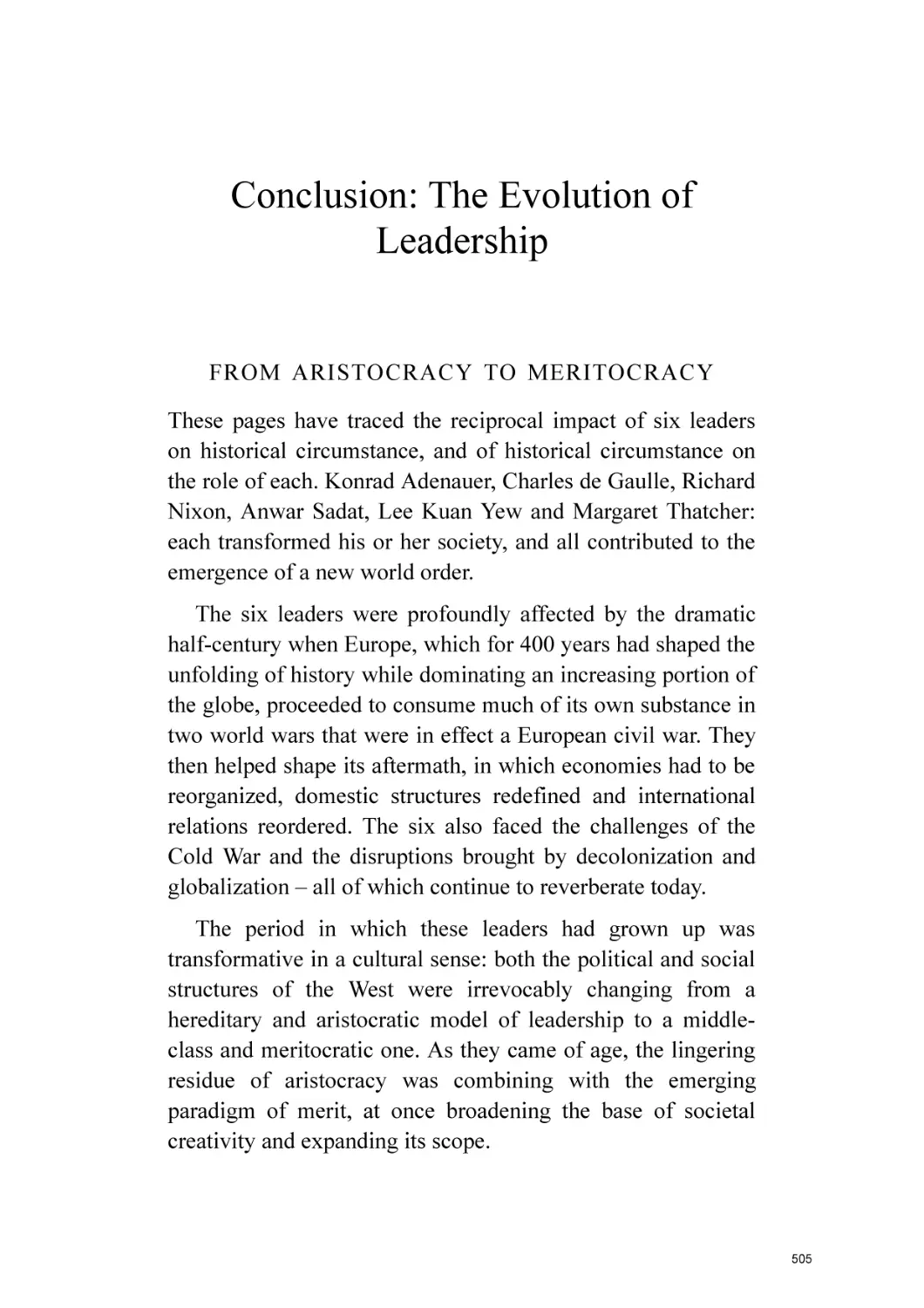Conclusion
From Aristocracy to Meritocracy