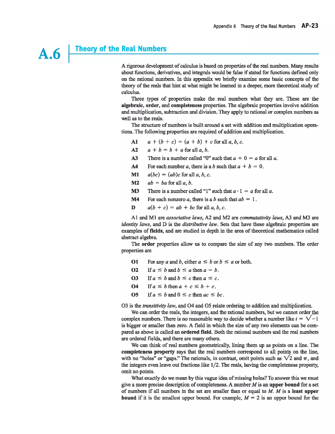 A.6 - Theory of the Real Numbers