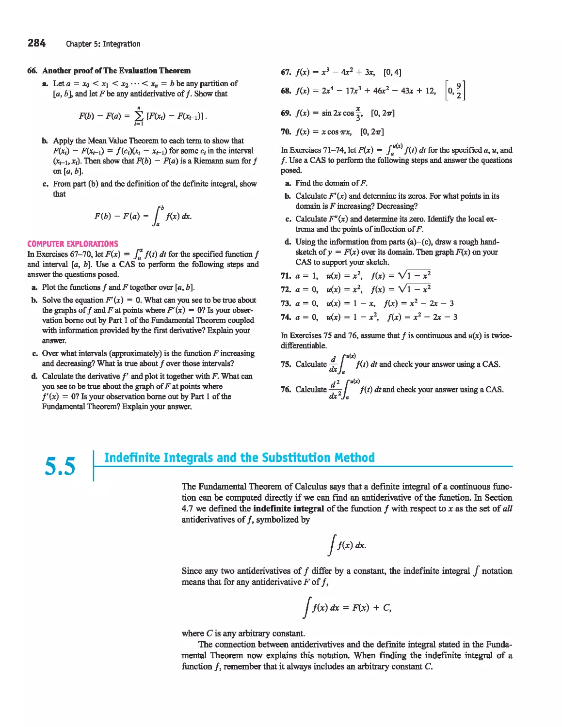 5.5 - Indefinite Integrals and the Substitution Method