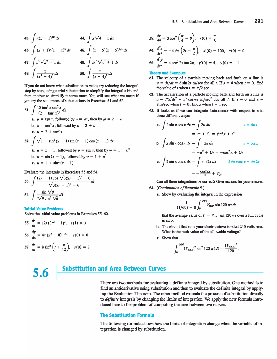 5.6 - Substitution and Area Between Curves