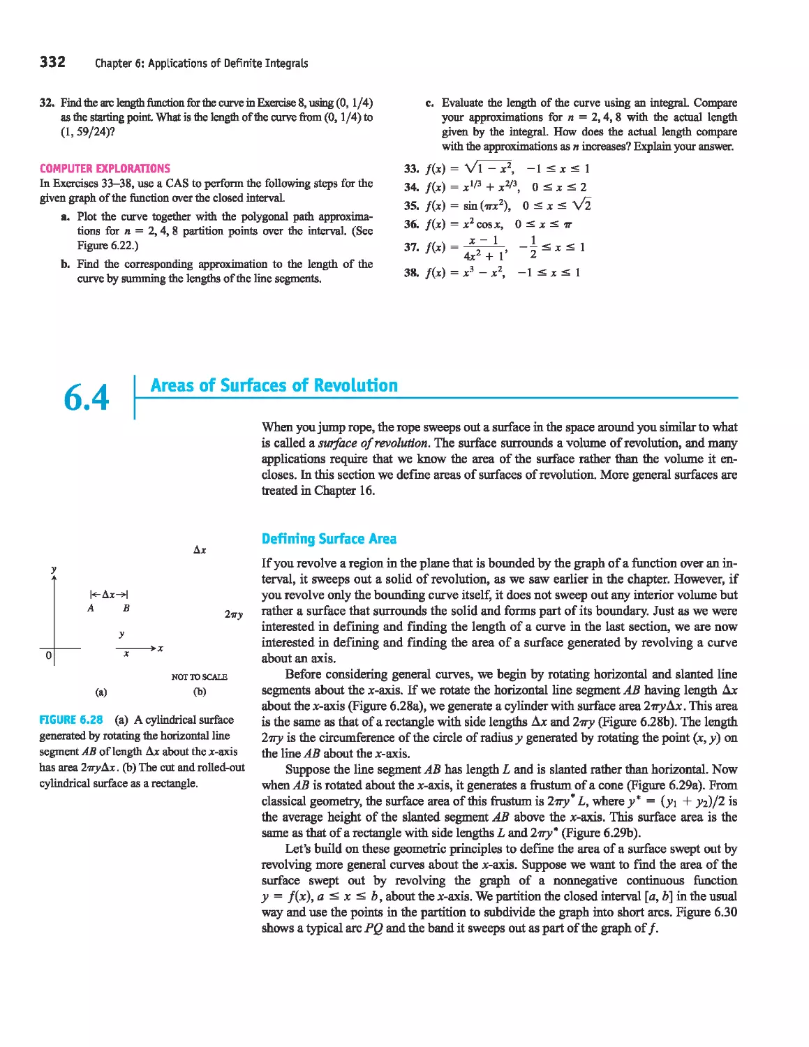 6.4 - Areas of Surfaces of Revolution