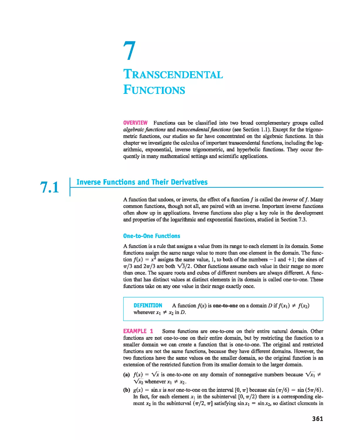 7 - Transcendental Functions