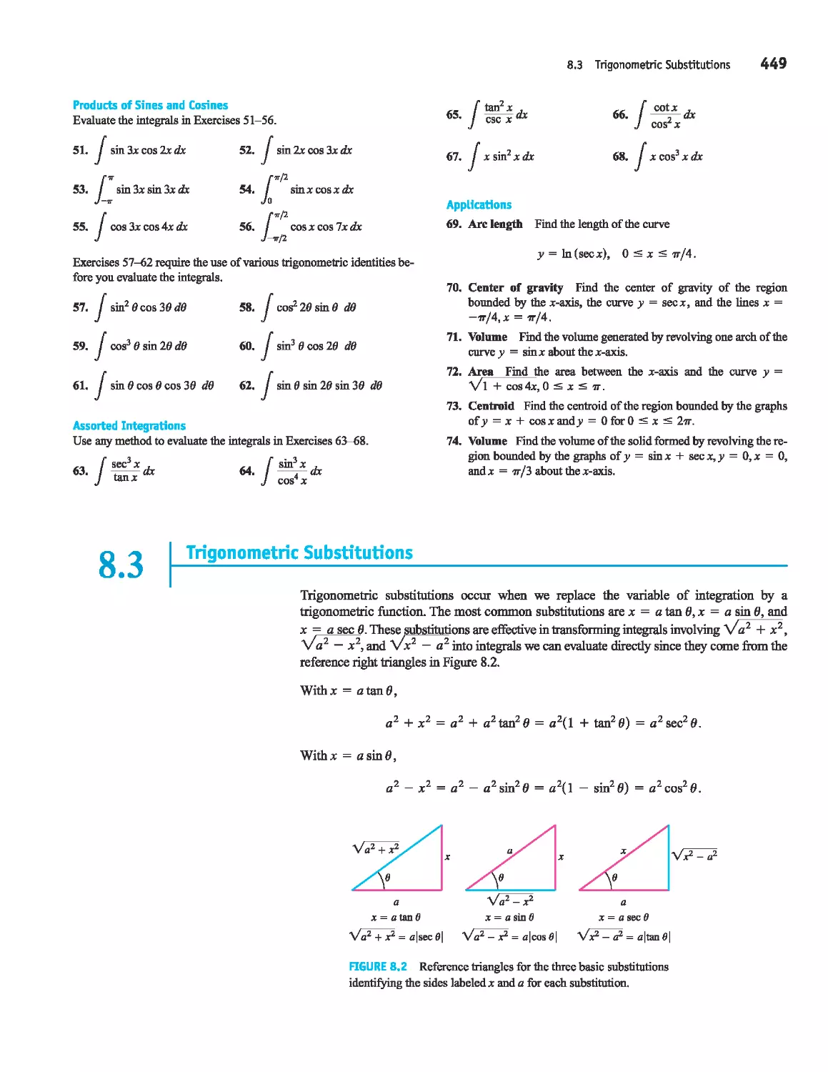 8.3 - 
Trigonometric Substitutions