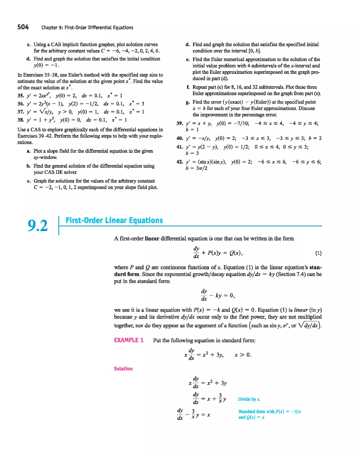 9.2 - 
First-Order Linear Equations