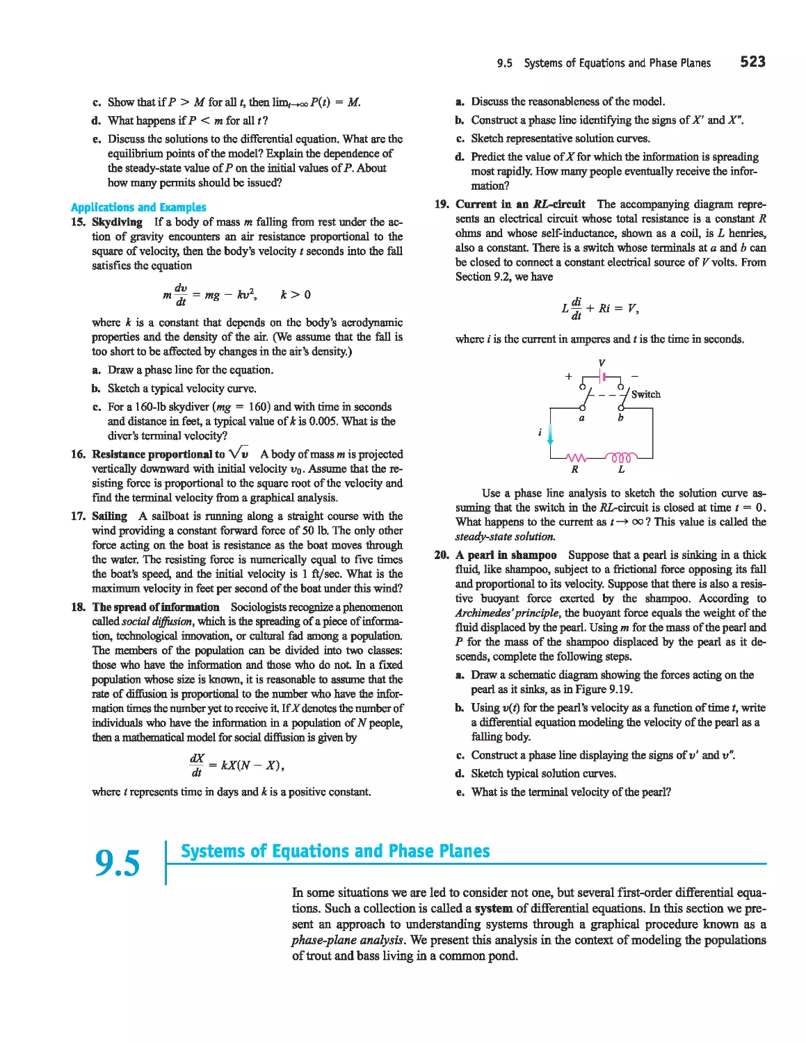 9.5 - 
Systems of Equations and Phase Planes