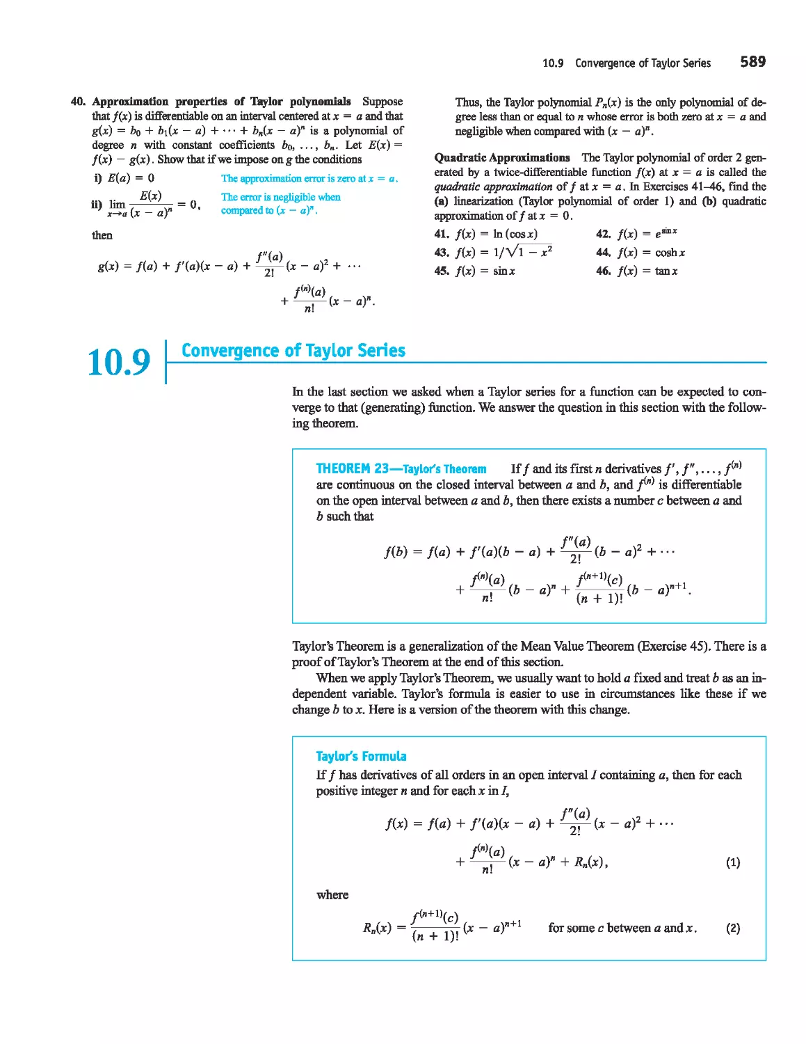 10.9 - Convergence of Taylor Series