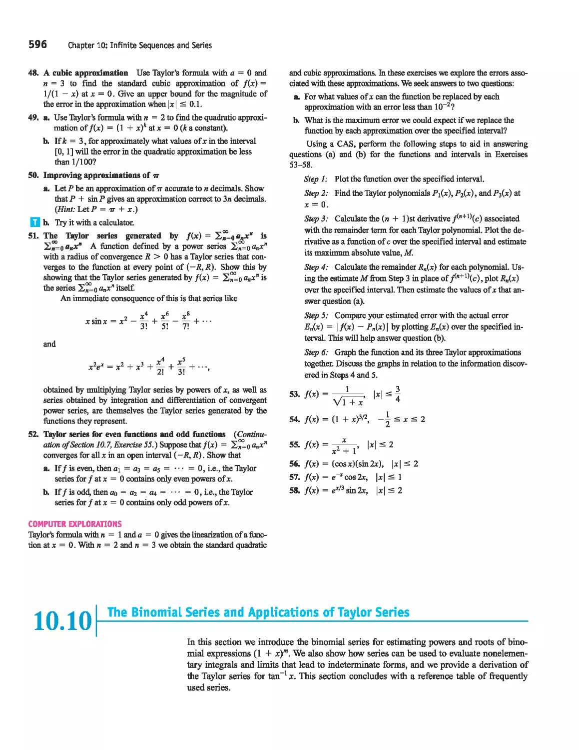 10.10 - The Binomial Series and Applications of Taylor Series