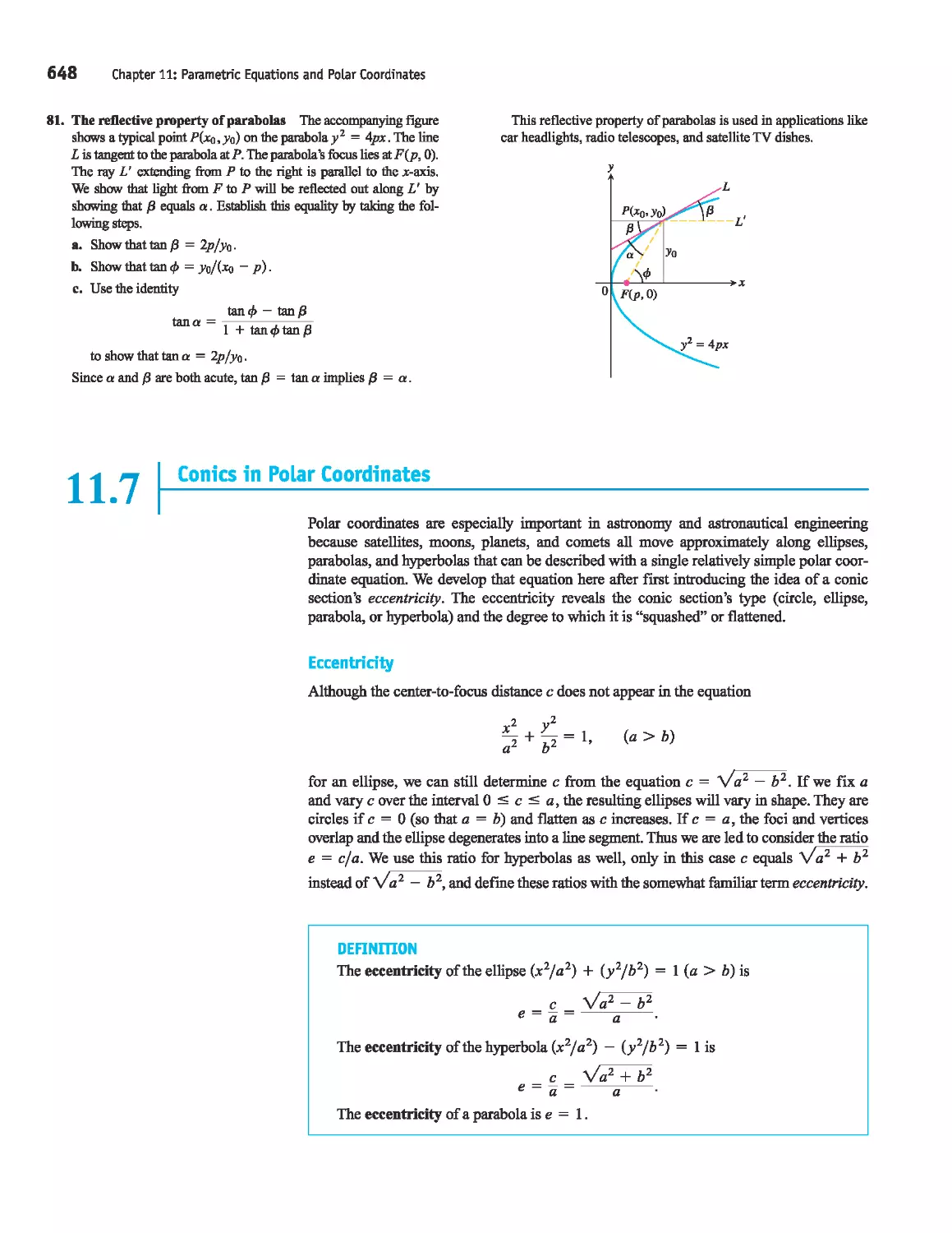 11.7 - Conics in Polar Coordinates