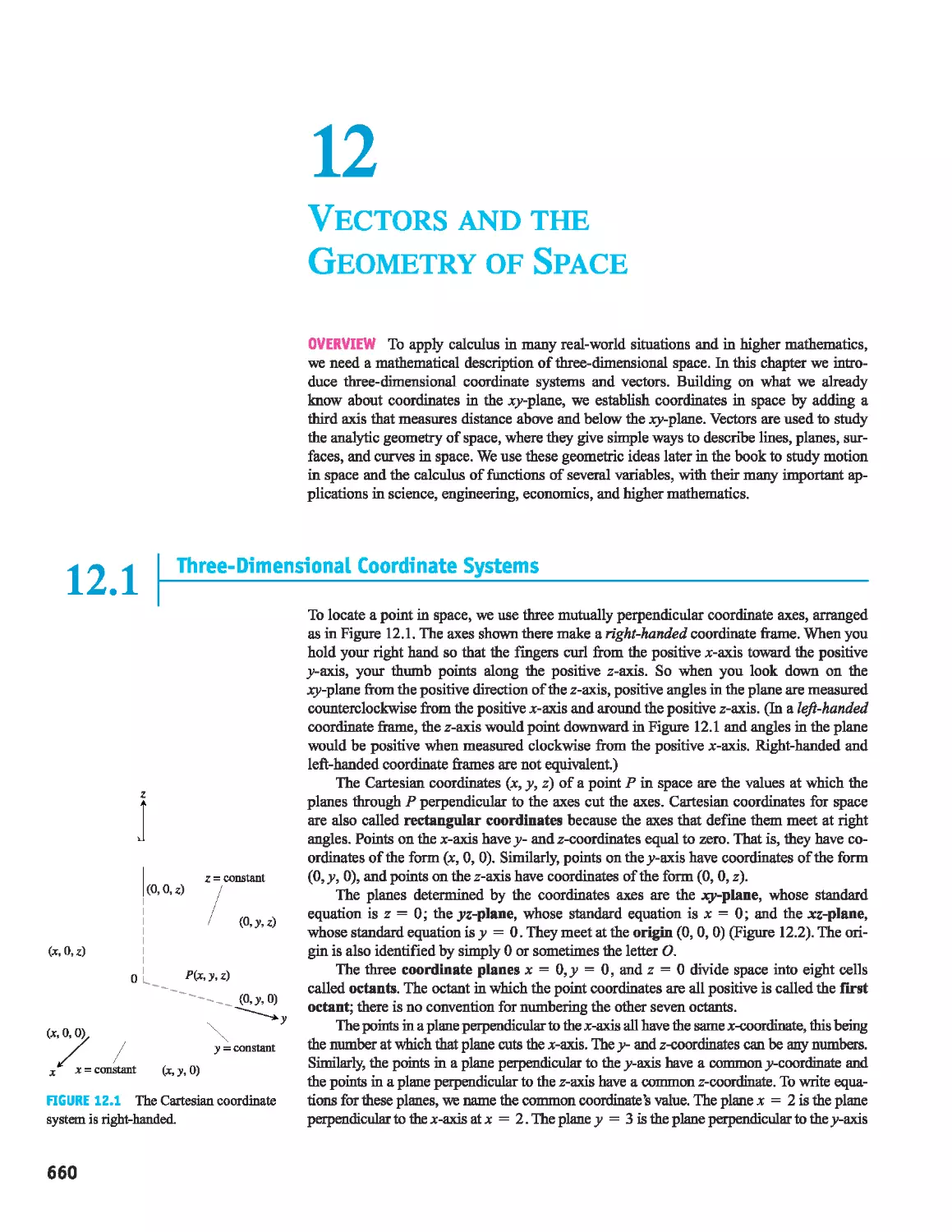 12 - Vectors and the Geometry of Space