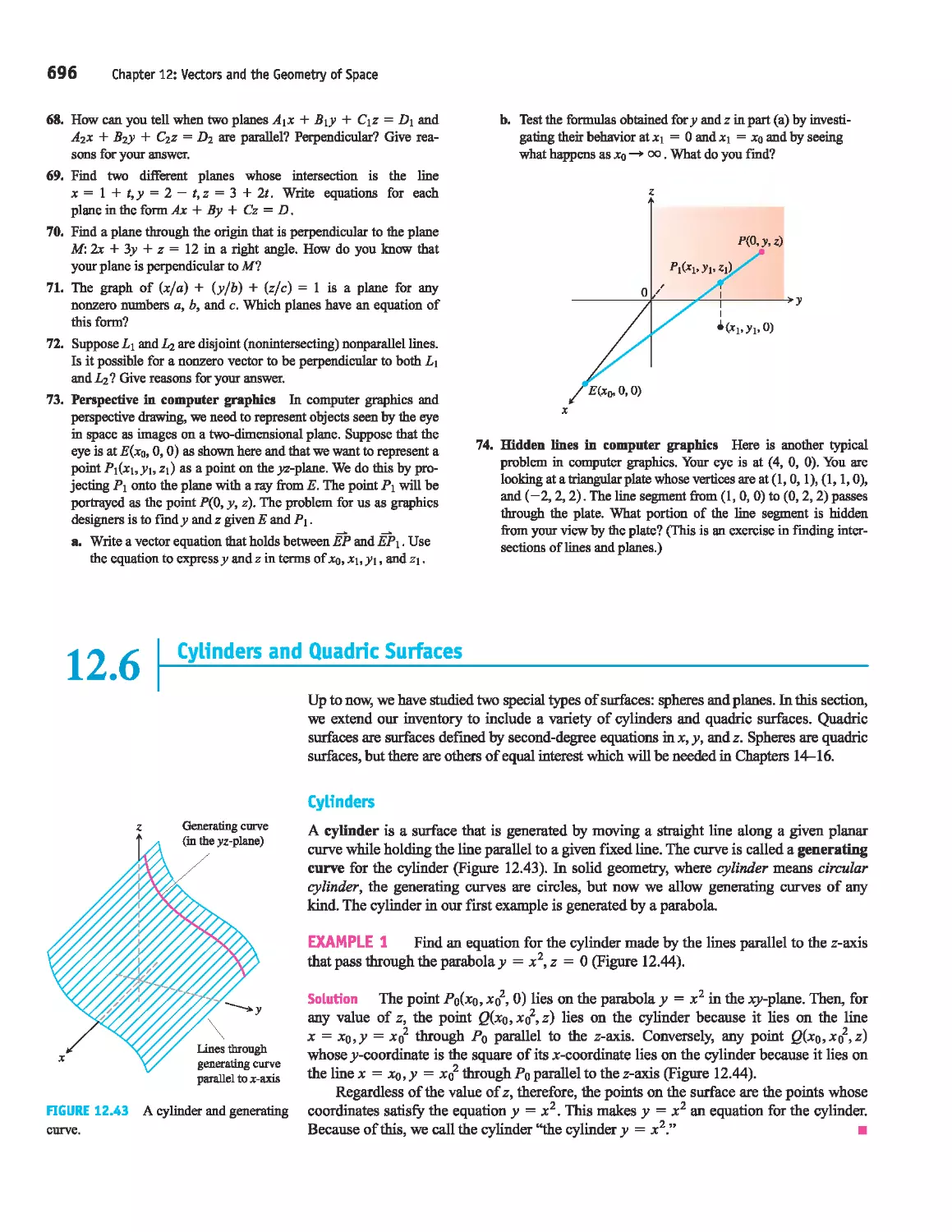 12.6 - Cylinders and Quadric Surfaces