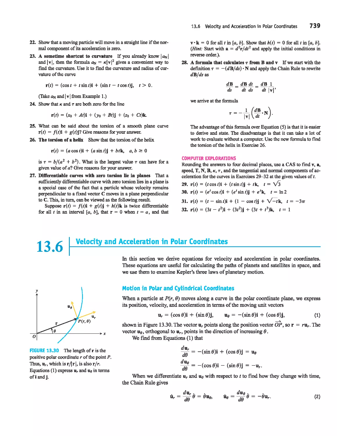 13.6 - Velocity and Acceleration in Polar Coordinates