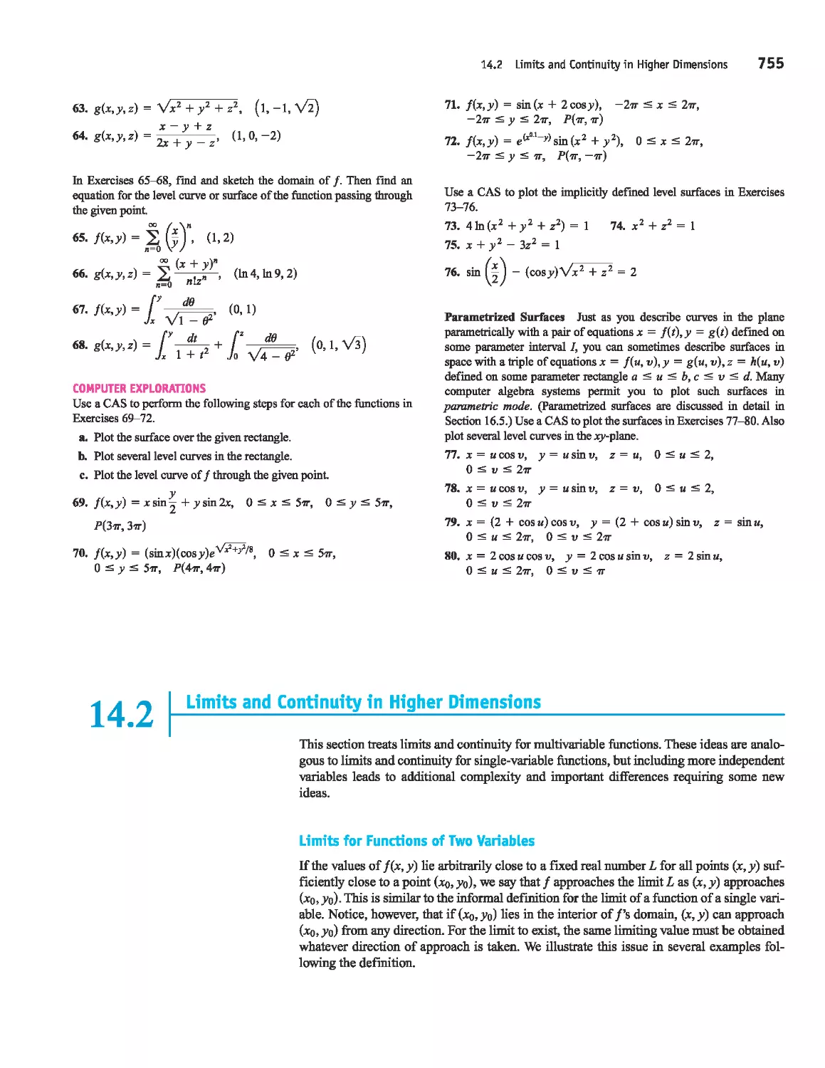 14.2 - Limits and Continuity in Higher Dimensions