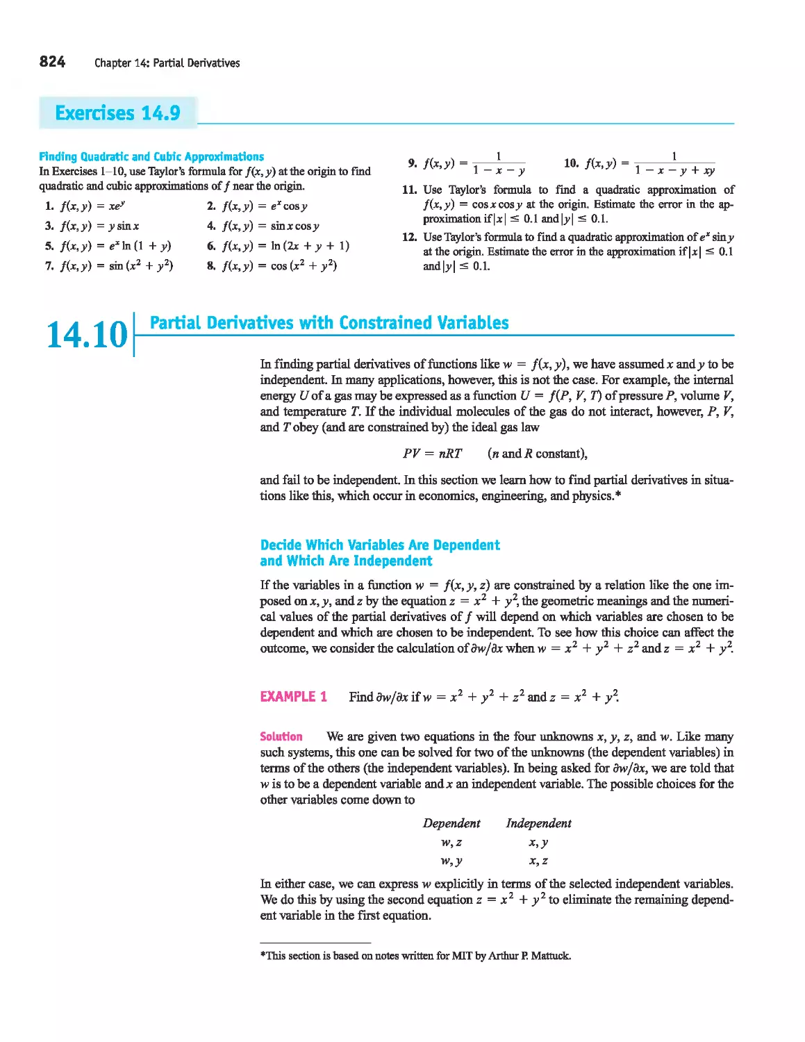 14.10 - Partial Derivatives with Constrained Variables