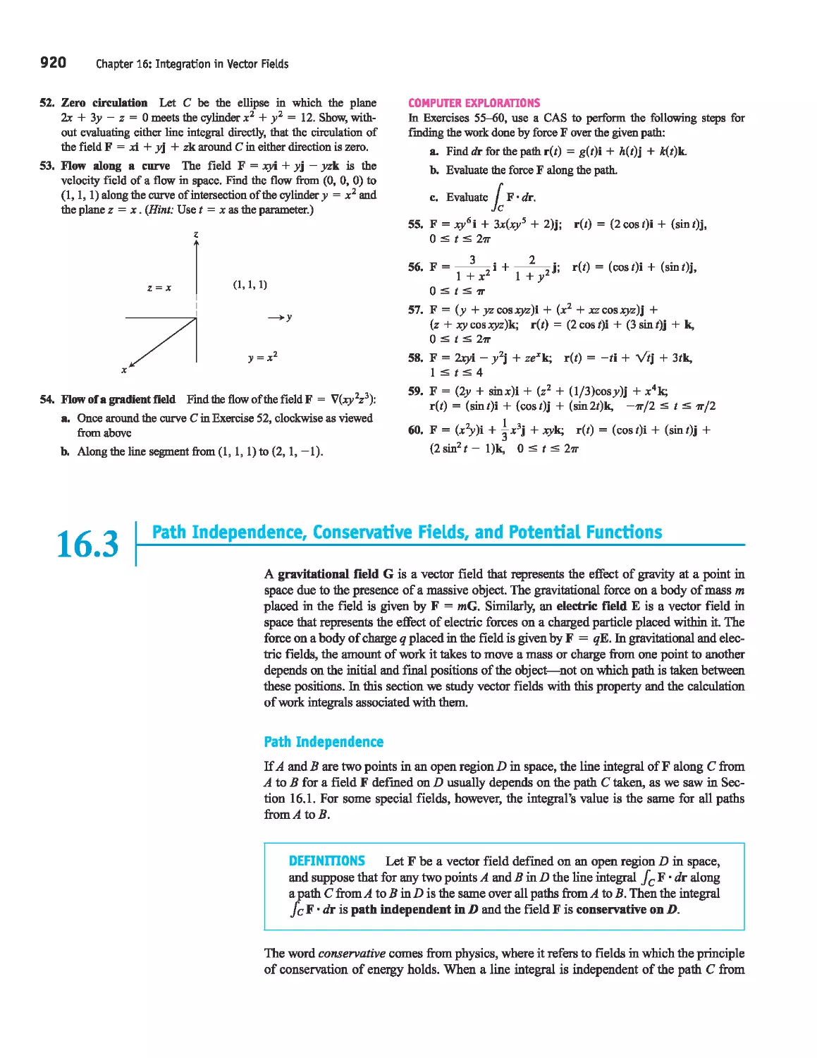 16.3 - Path Independence, Conservative Fields, and Potential Functions