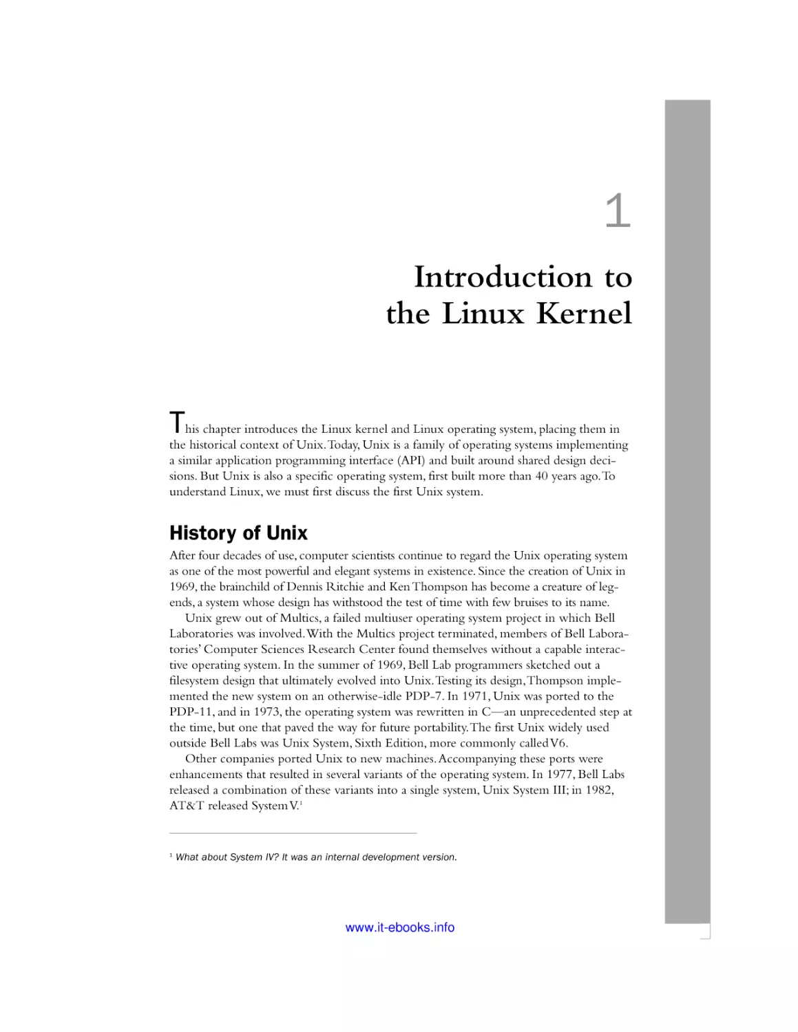 1 Introduction to the Linux Kernel
History of Unix