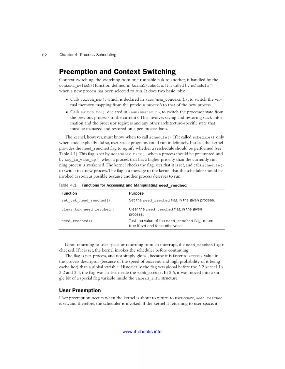 Preemption and Context Switching
User Preemption
