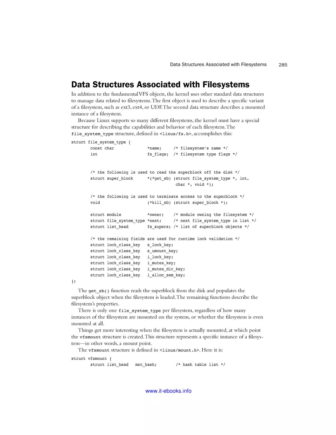 Data Structures Associated with Filesystems