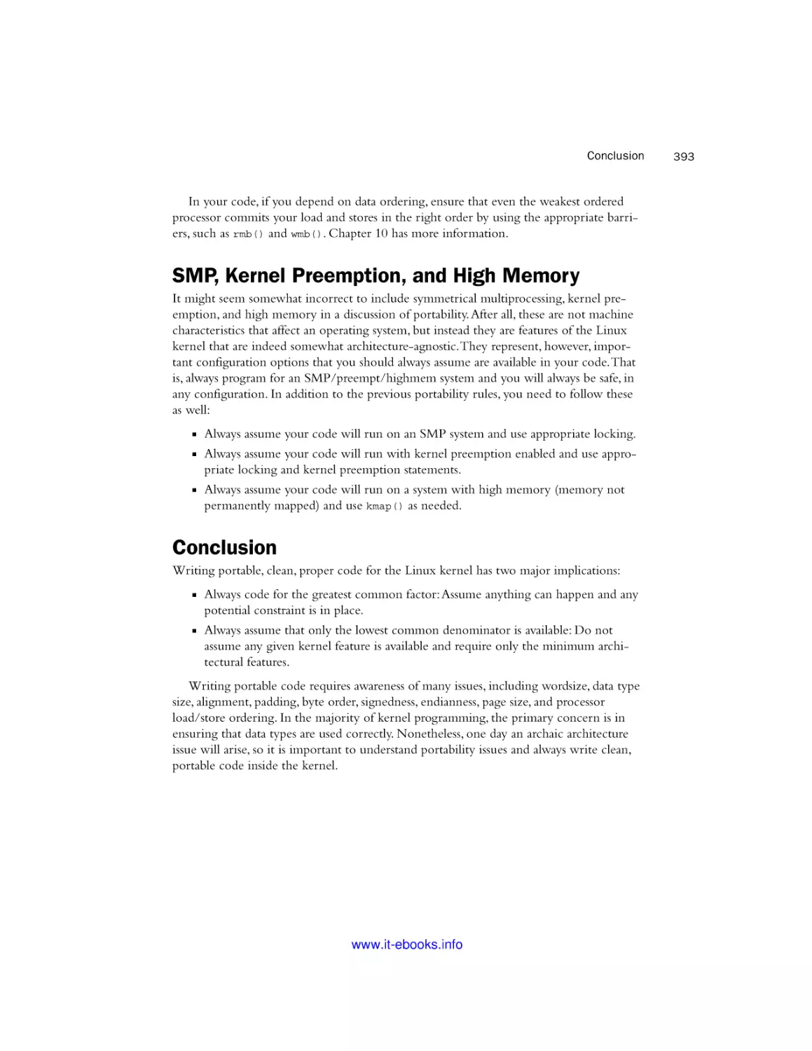 SMP, Kernel Preemption, and High Memory
Conclusion