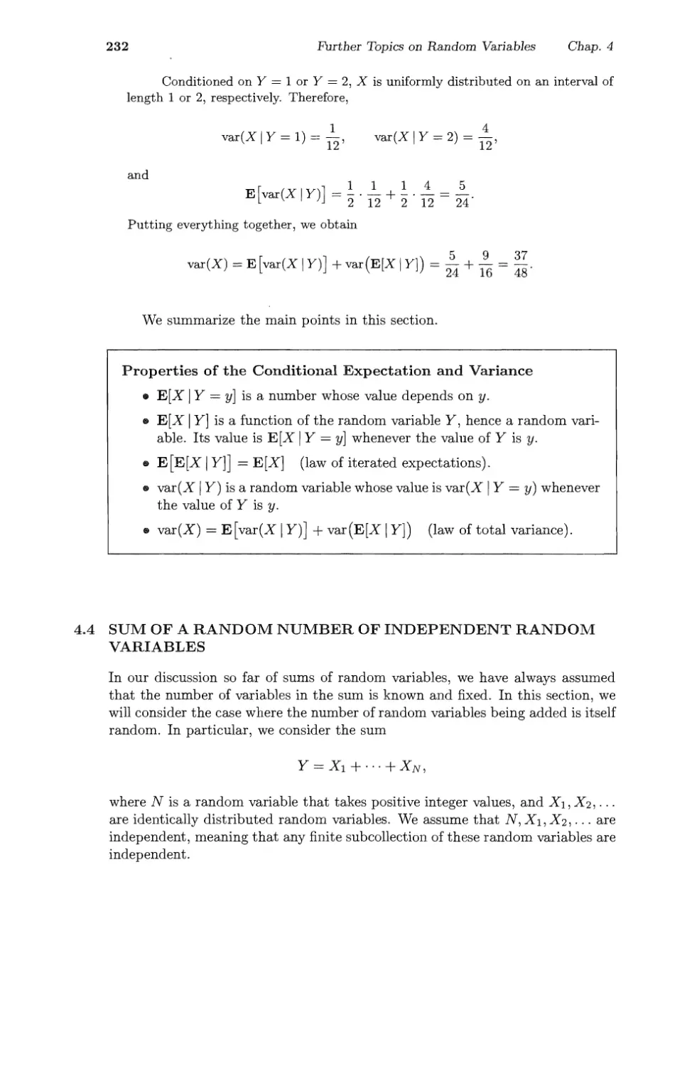 4.4 Sum of a Randon Number of Independent Random Variables
