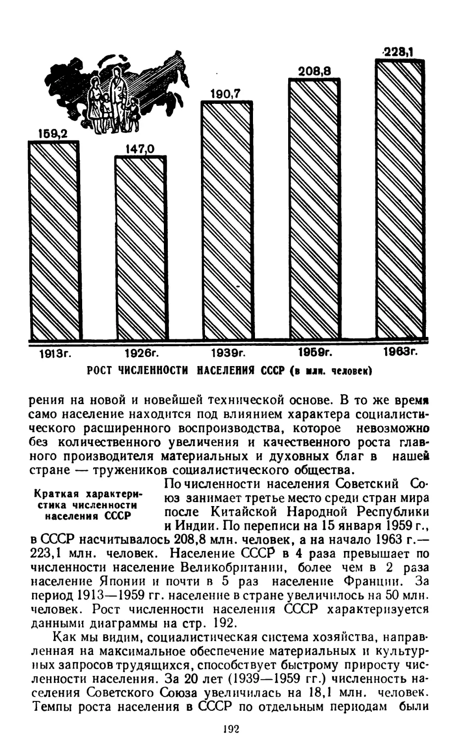 Краткая характеристика численности населения СССР
Рост численности населения СССР