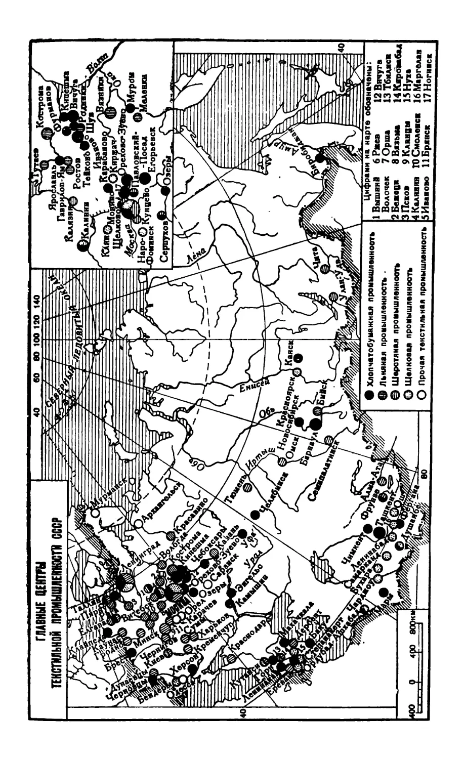 Главные центры текстильной промышленности СССР
