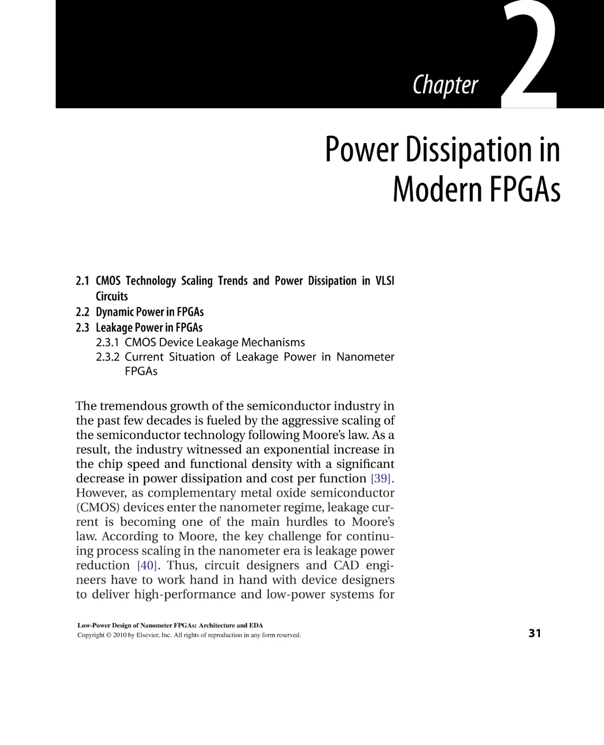 2 Power Dissipation in Modern FPGAs