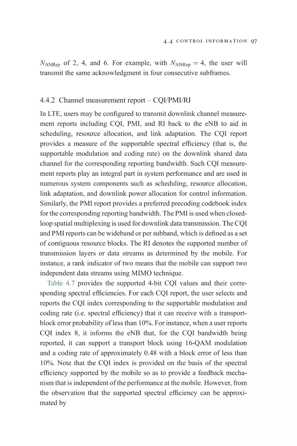 4.4.2 Channel measurement report – CQI/PMI/RI
