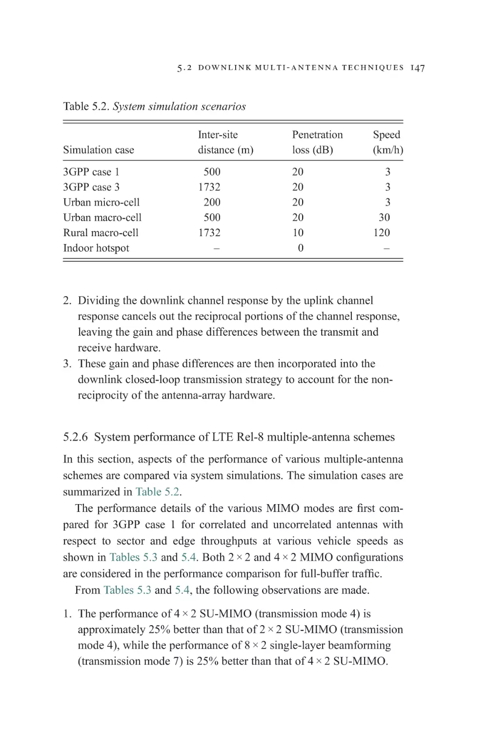 5.2.6 System performance of LTE Rel-8 multiple-antenna schemes