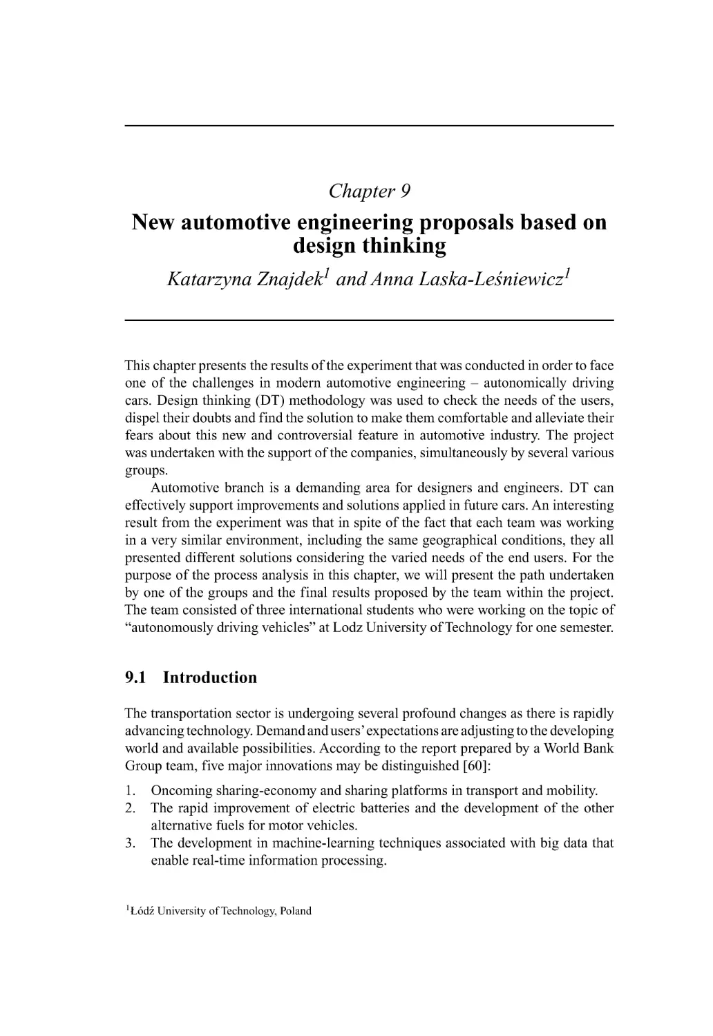 9 New automotive engineering proposals based on design thinking
9.1 Introduction