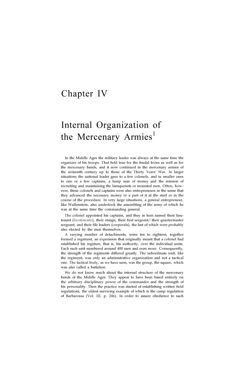 Internal Organization of the Mercenary Armies