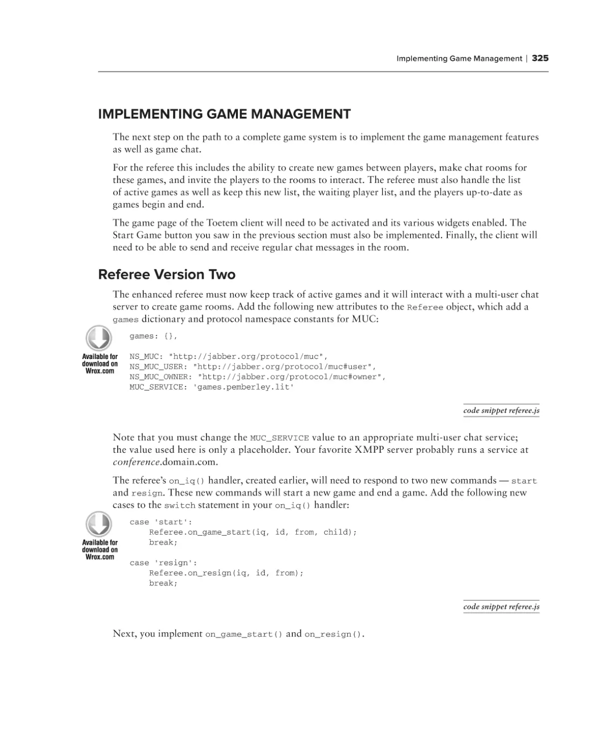 Implementing Game Management