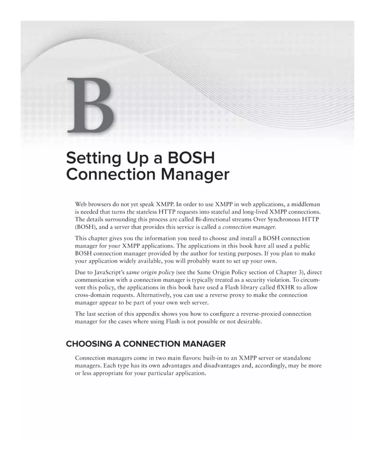 Appendix B
Choosing a Connection Manager