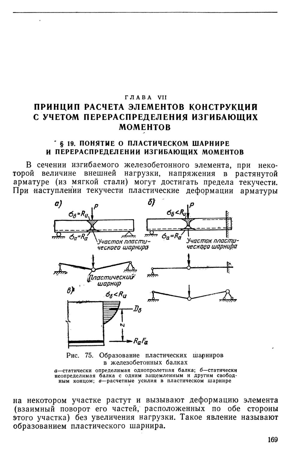 Глава VII.  Принцип расчета элементов конструкций с учетом перераспределения изгибающих моментов