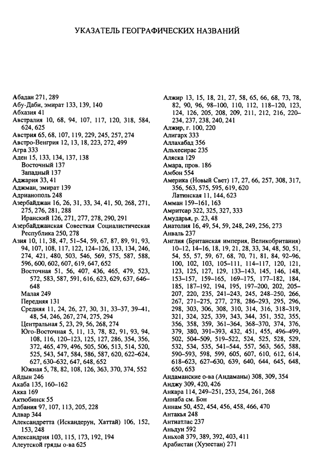 Указатель географических названий