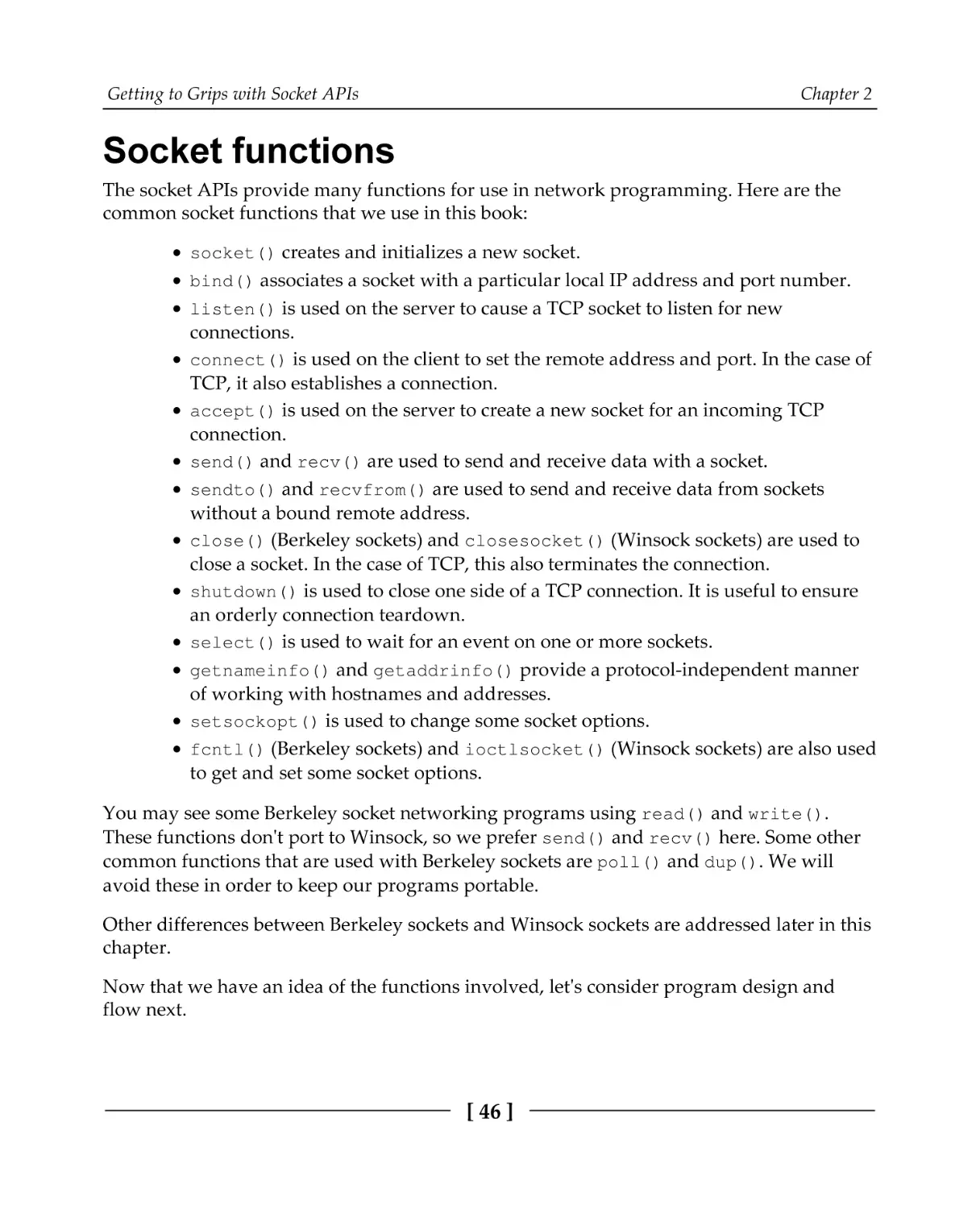 Socket functions