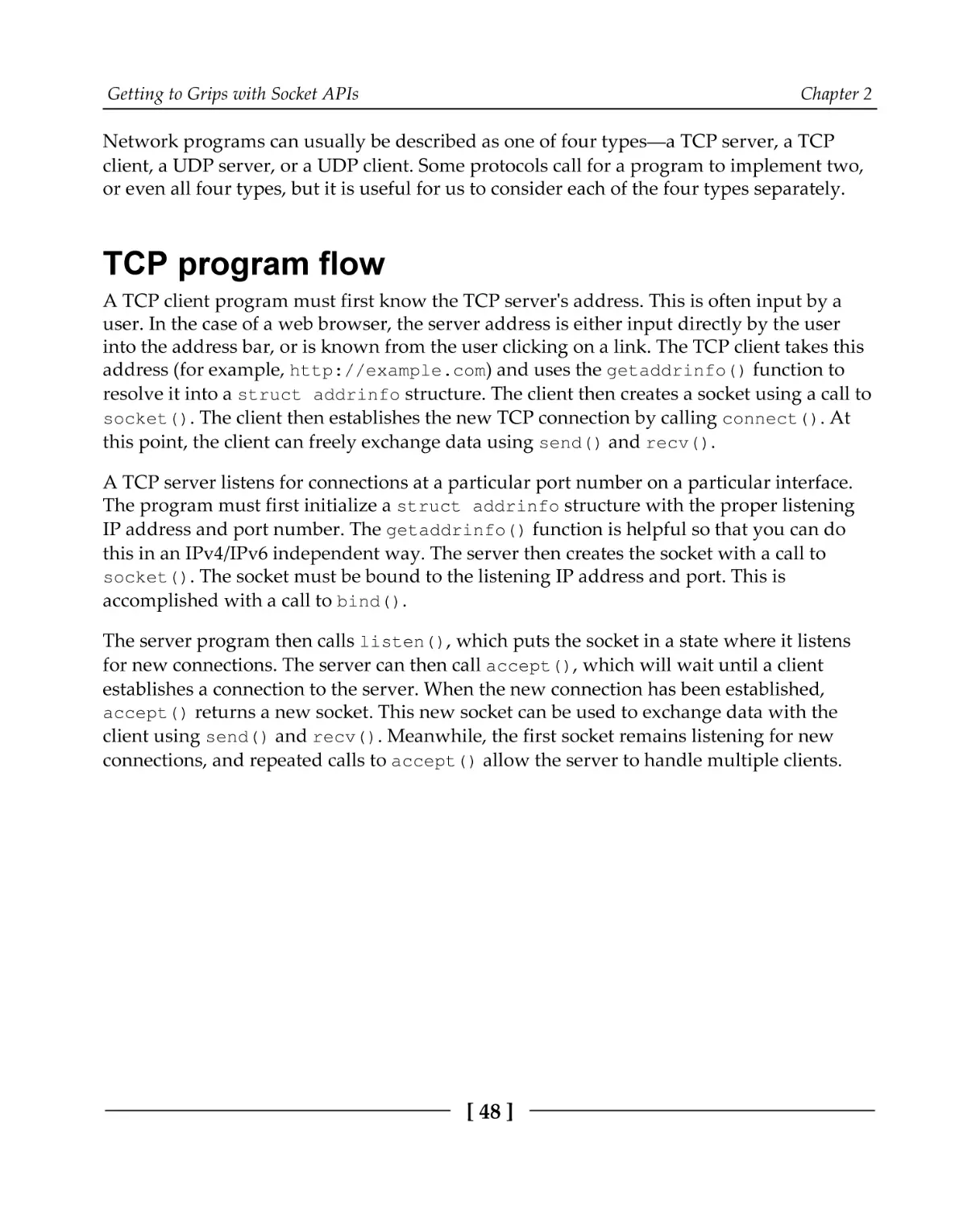 TCP program flow