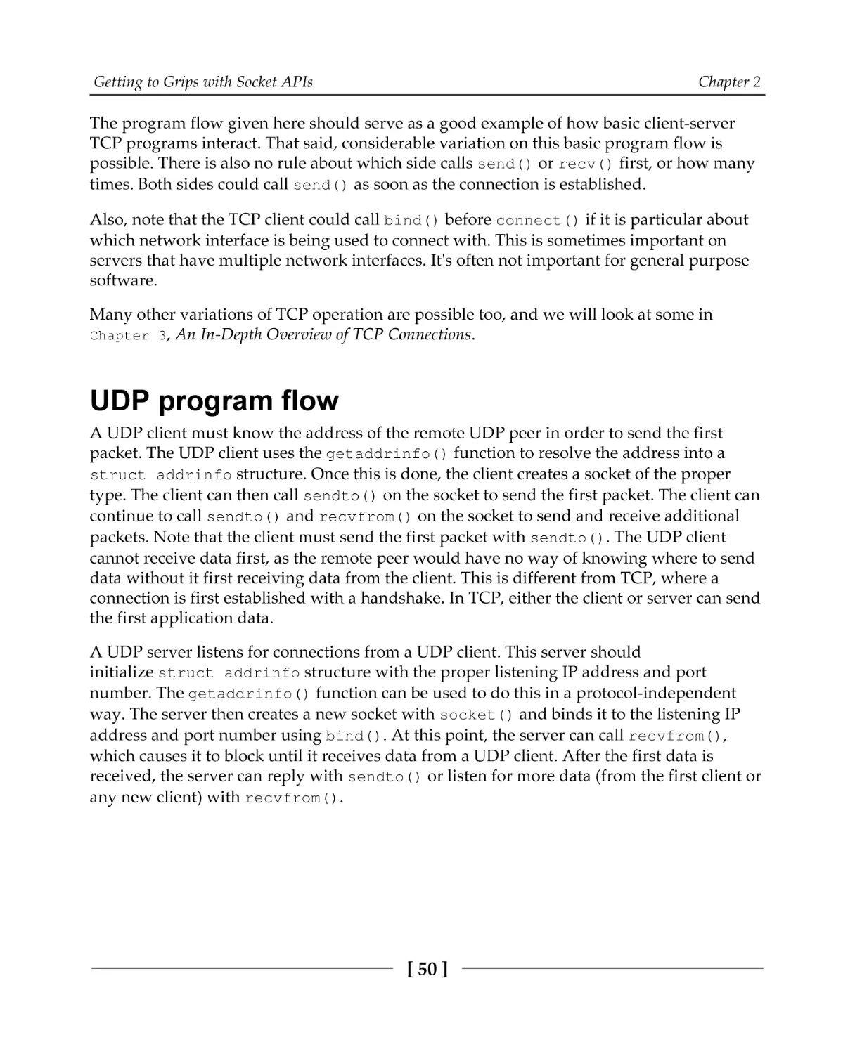 UDP program flow