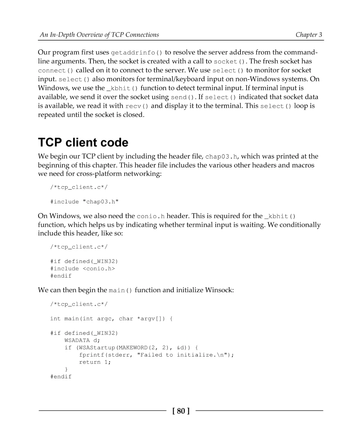 TCP client code