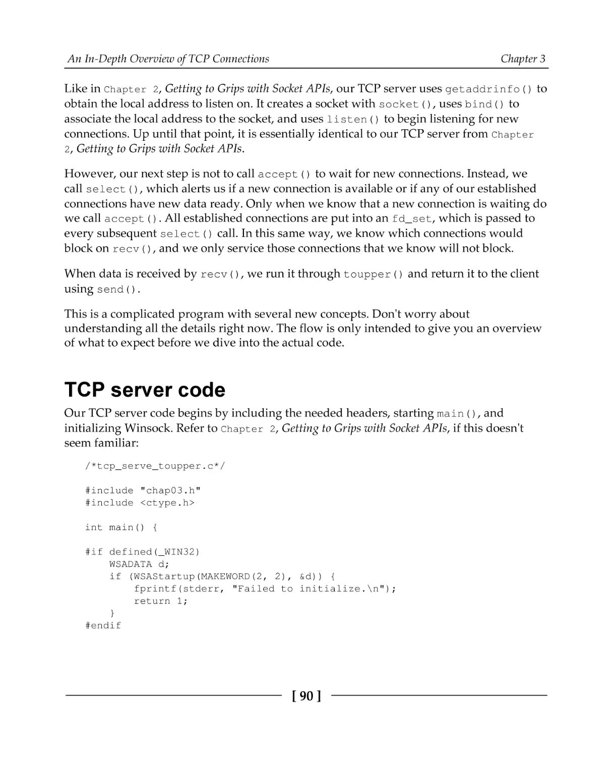 TCP server code